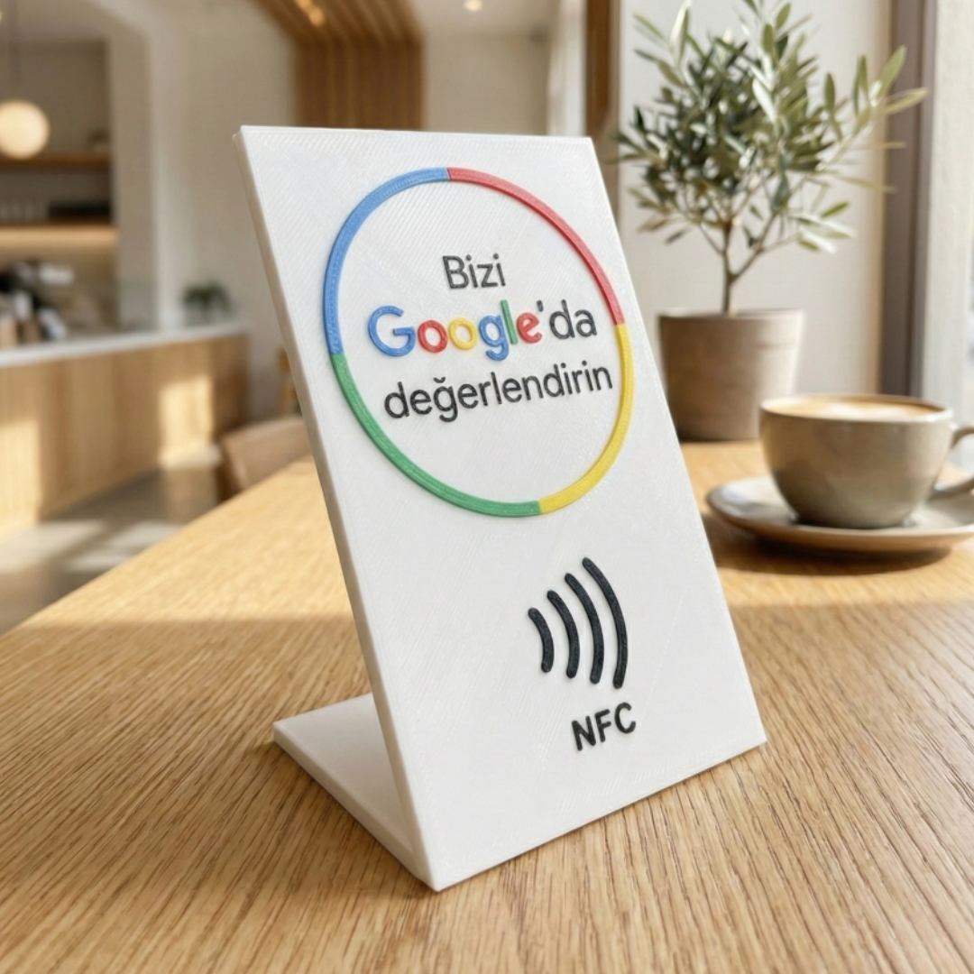 NFC Google Yorum Standı - Temassız 5 Yıldız Değerlendirme Paneli